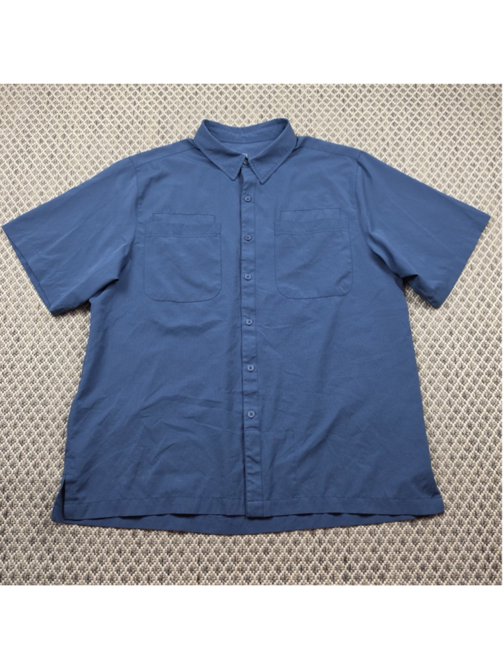 SCOTTeVEST Beachcomber Shirt XL Blue Short Sleeve Travel Utility Button Up